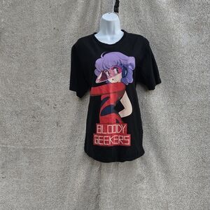 Undercover Black Graphic Tee with Red and Purple Design